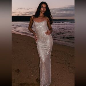 Meshki Jasmyn Hot Fix Maxi Dress NWT